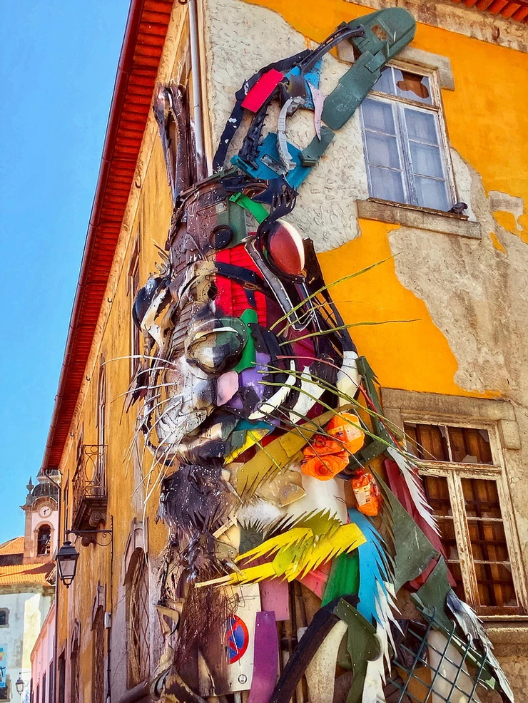 street art installation “Half Rabbit” by Lisbon artist Bordalo II.