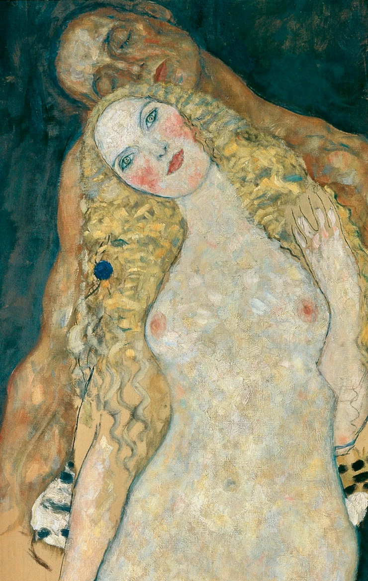 Klimt, detail of Adam and Eve, 1917-18
