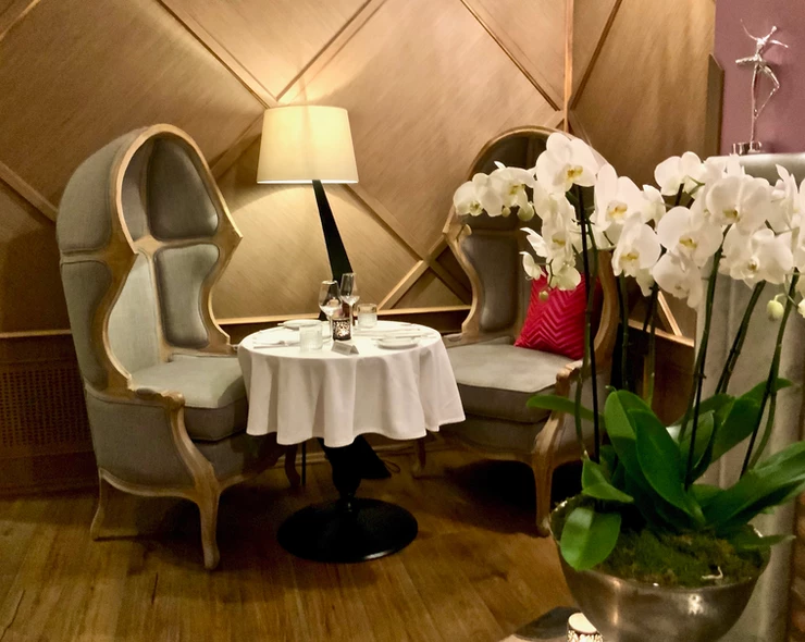 a quiet nook in the Liszt Restaurant in the Aria Hotel