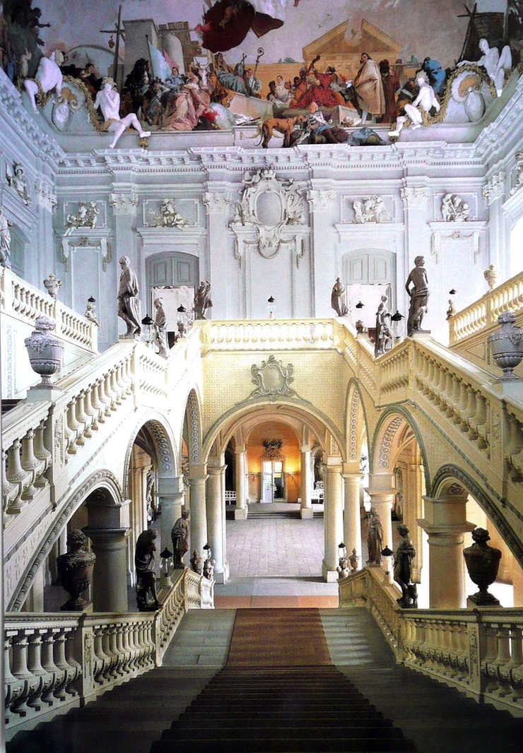 the Treppenhaus, or grand staircase, at the Wurzburg Residence