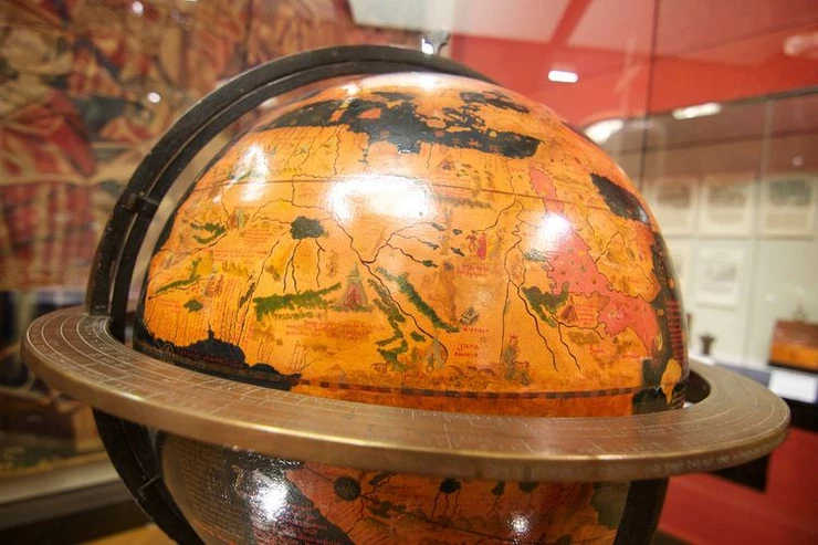 the world's oldest globe, called Earth Apple, with basically one large land mass