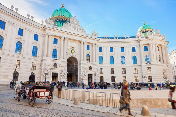 the Hofburg Palace near the doors to the  Empress Sisi Museum