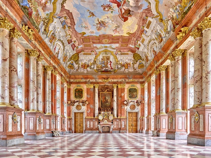 the impressive Marble Hall with stucco marble decoration