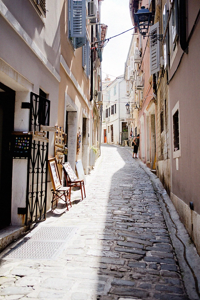 one of Piran's cobbled medieval streets