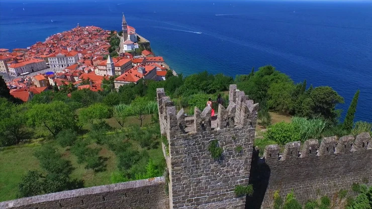 the Piran city walls and great views