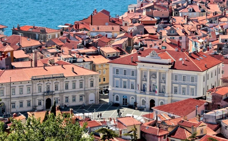 view of Tartini Square from the Piran city walls