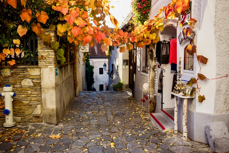 cute little nook of Dürnstein, in the Wachau Valley, dressed in fall colors
