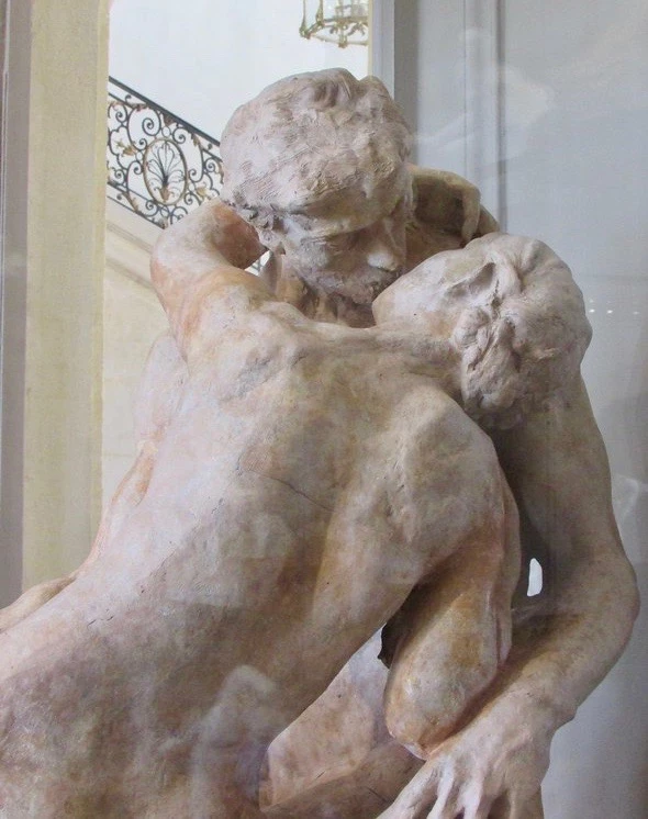 detail of The Kiss, in the Rodin Museum in Paris