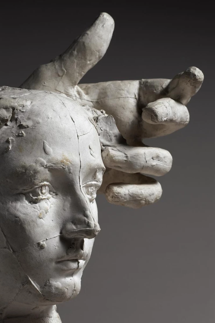 Auguste Rodin, Assemblage: Mask of Camille Claudel and the left hand of Pierre de Wissant, 1895