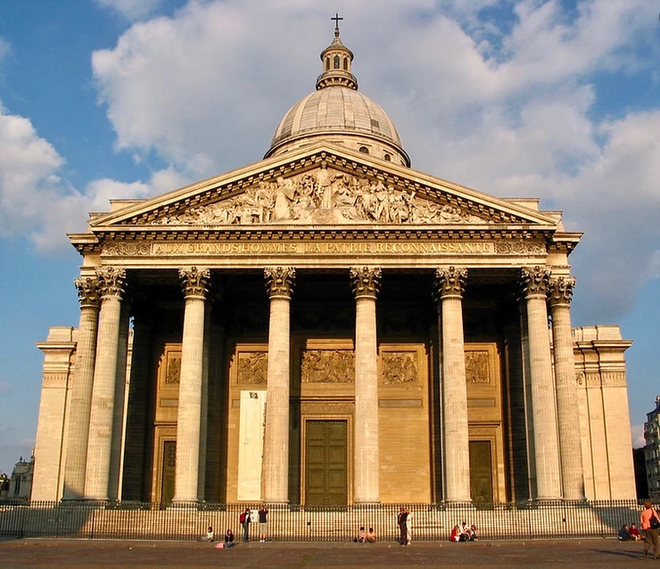 the Pantheon in Paris' Latin Quarter, a massive edifice that almost looks like a war memorial