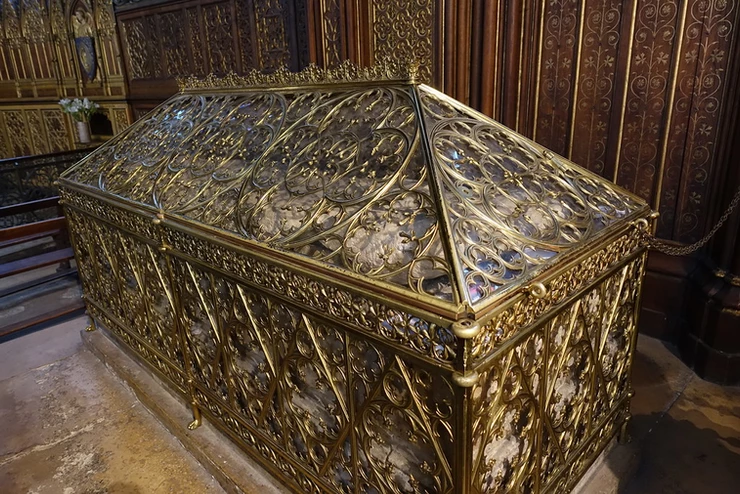 tomb of Saint Genevieve in Saint Etienne du Mont church, to the right of the altar