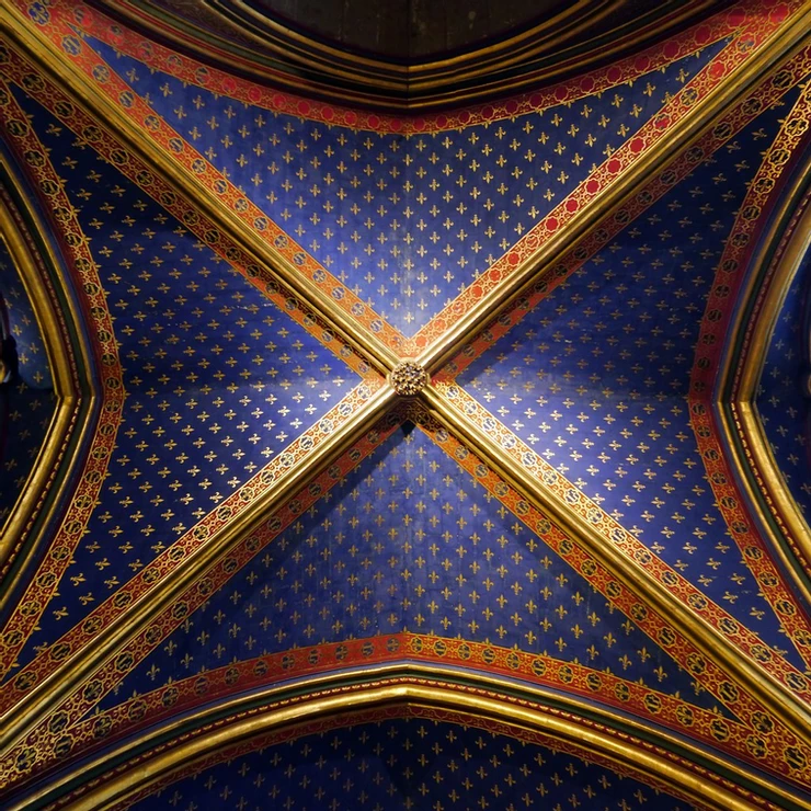 azure ceilings of Saint-Chapelle studded with golden flour-des-lis