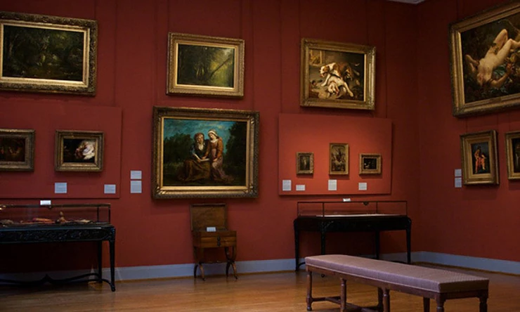 a room in the Delacroix Museum in Paris showing The Education of the Virgin