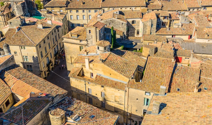 the village of Uzes in Occitanie France