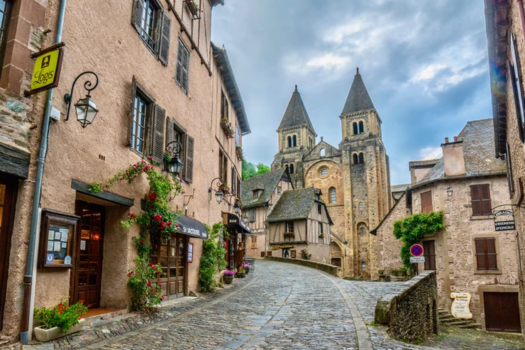the medieval village of Conques in France's Occitainei region