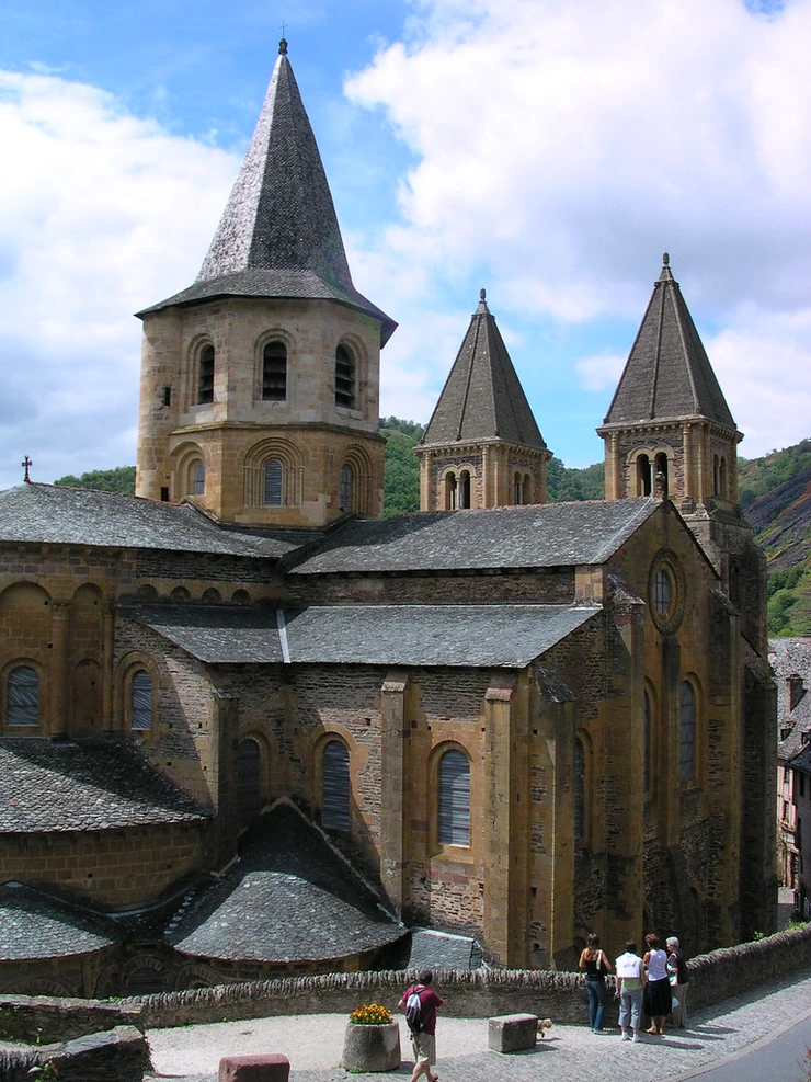 the Romanesque Abbey of St Foy, a UNESCO-listed site in Conques