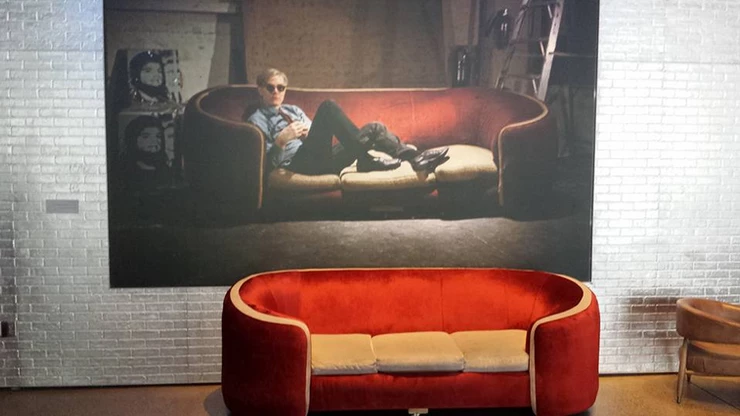The Factory couch in the lobby of The Andy Warhol Museum