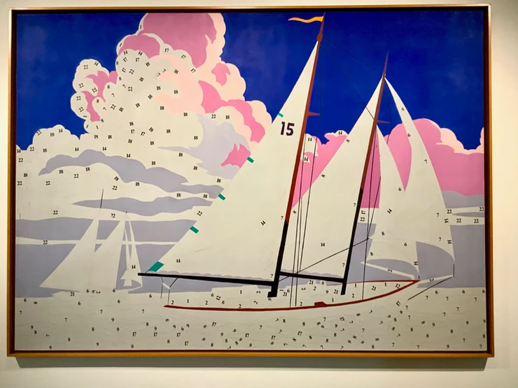 Warhol begins to experiment with pop art here in his Do It Yourself Sailboats from 1962