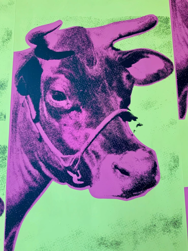 the cow wallpaper at the entrance of the Andy Warhol Museum in Pittsburgh