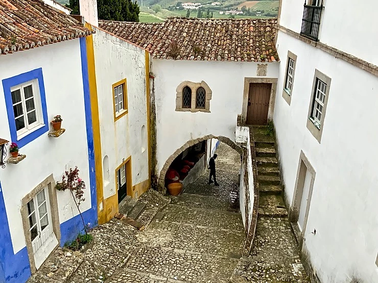 cobbled streets in Obidos Portugal