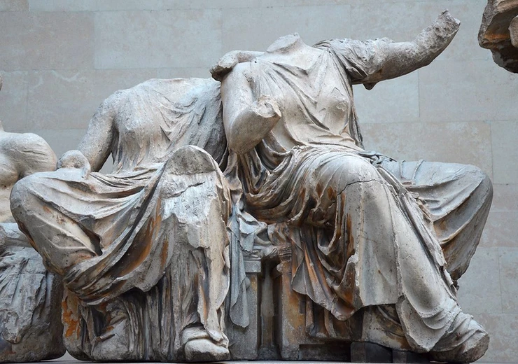two figures thought to be Demeter and Persephone from the east Parthenon pediment, at the British Museum
