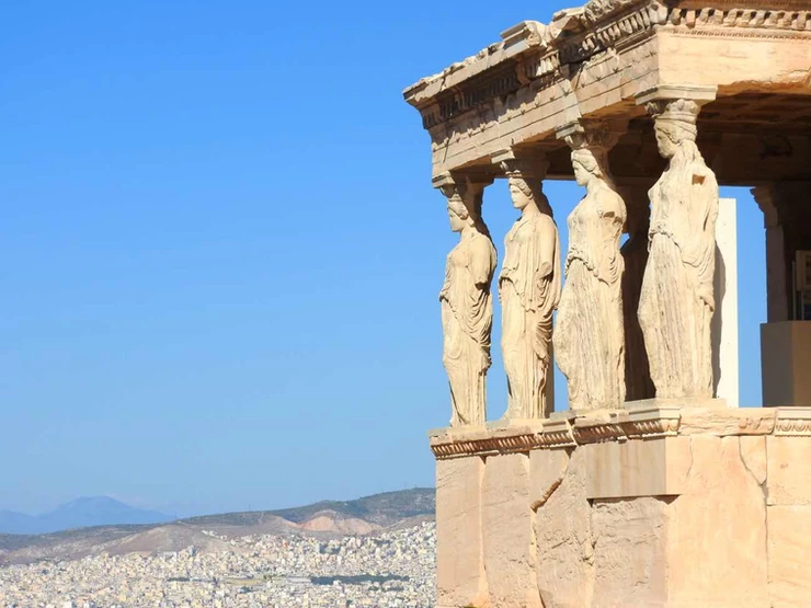 casts of the six Caryatid statues on the Erechtheion
