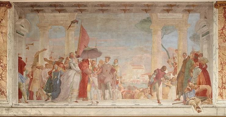 Tiepolo, Henri III Being Welcomed to the Contarini Villa, 1745 -- a massive fresco in the museum