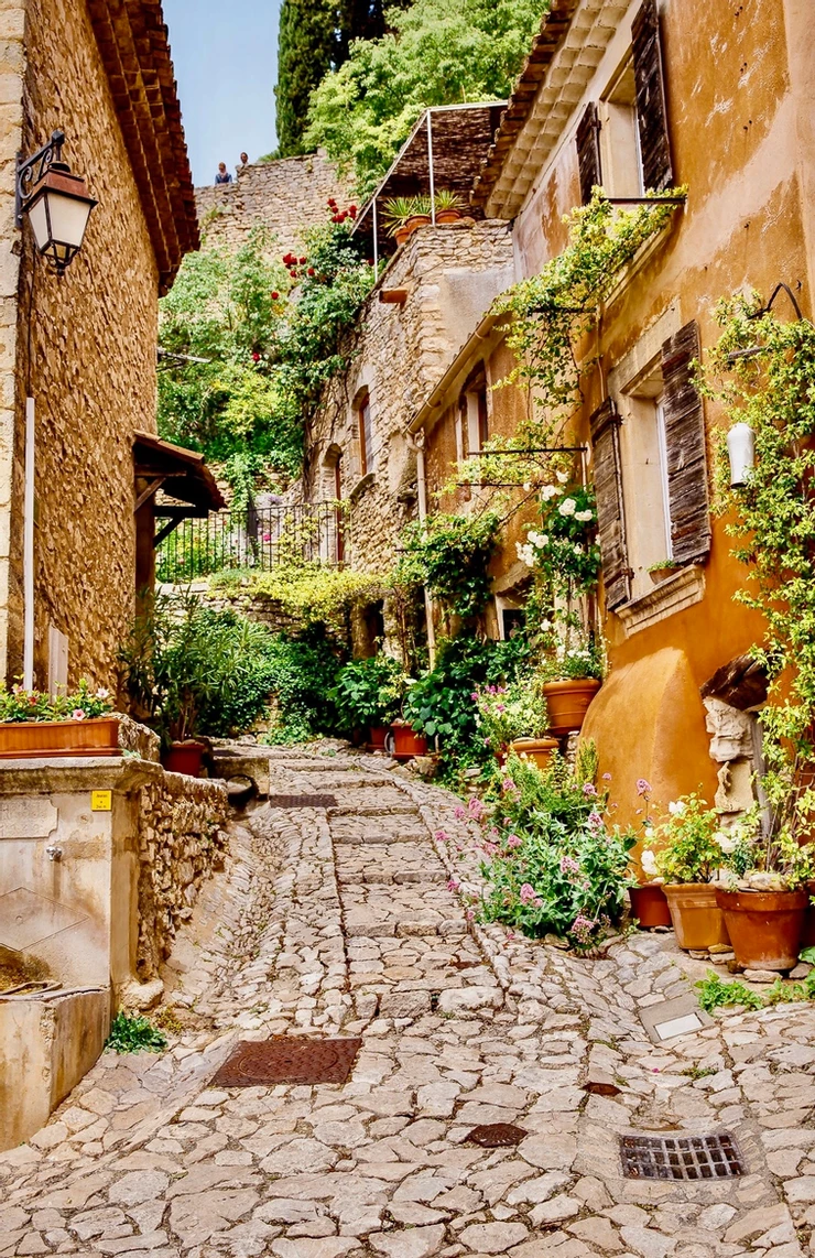 picturesque ancient alley in the medieval village of Lacoste