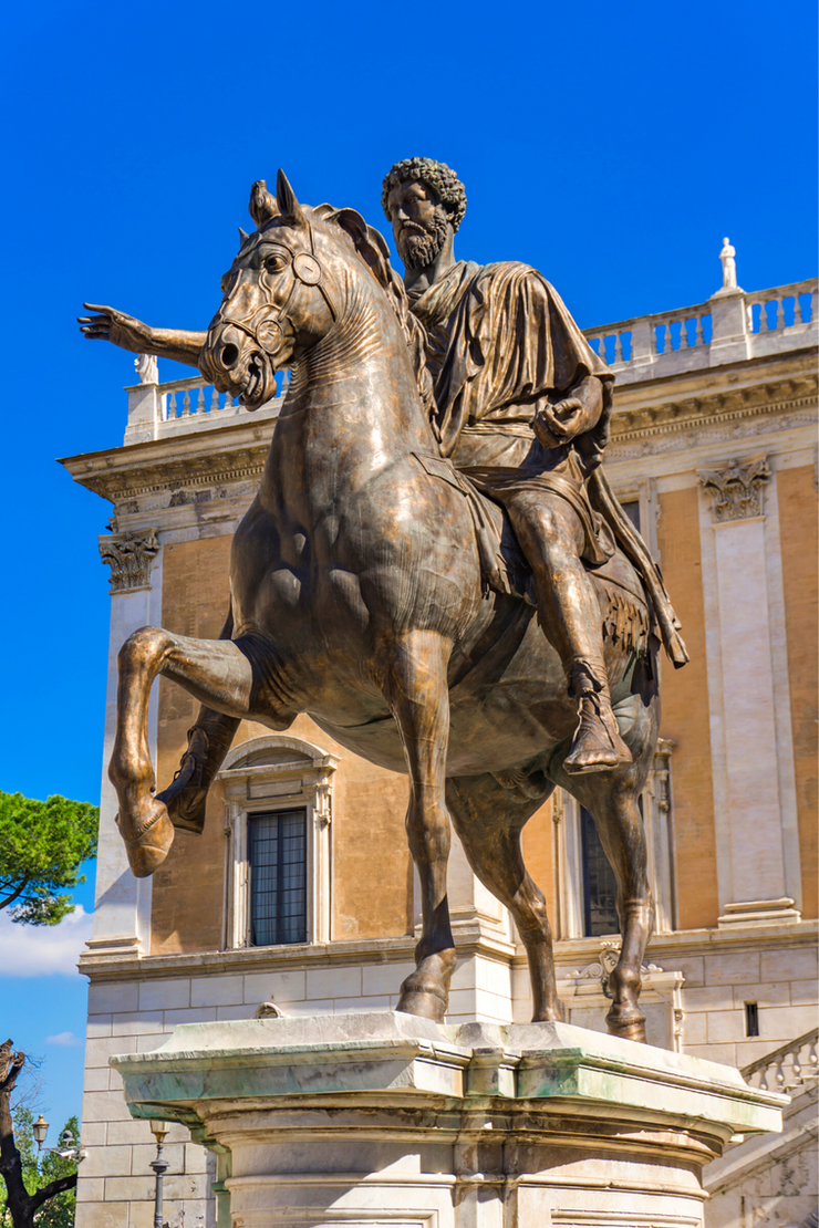 Marcus Aurelius equestrian statue in front of the Capitoline Museums