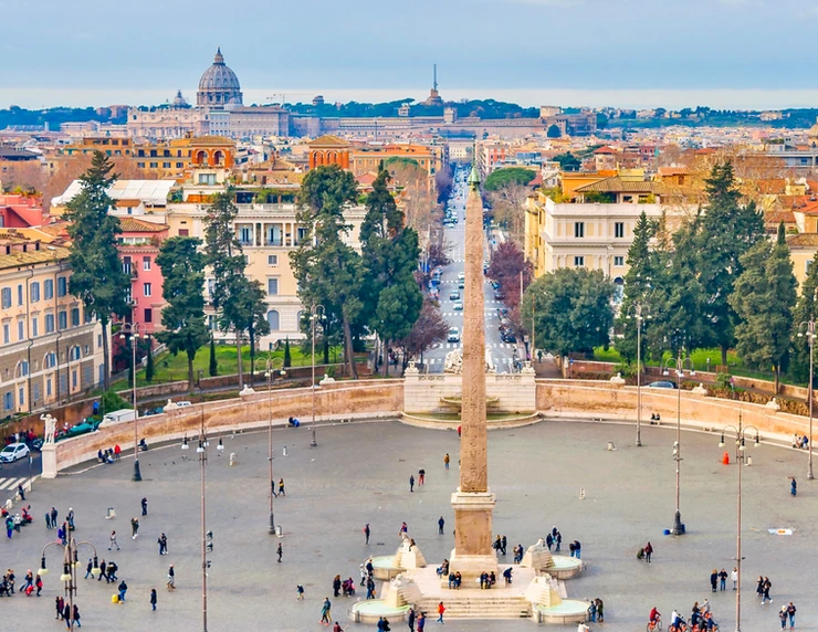Piazza del Popolo and the Flaminio Obelisk, a must visit stop on a walking tour of central Rome