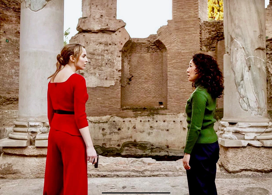 the Killing Eve stars in the Maritime Theater of Hadrian's Villa