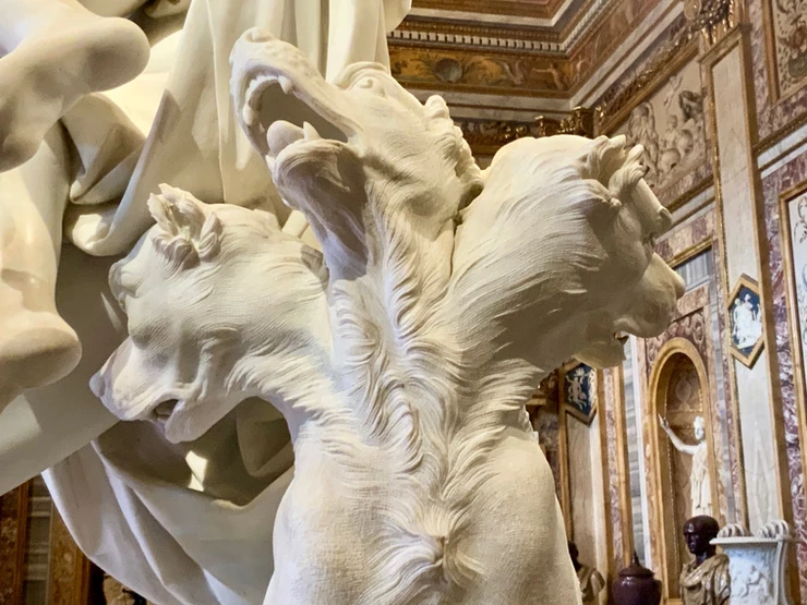 detail of Bernini sculpture in the Borghese Gallery