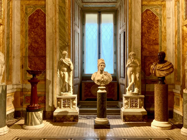 sculptures in the Borghese Gallery, a must see museum in Rome