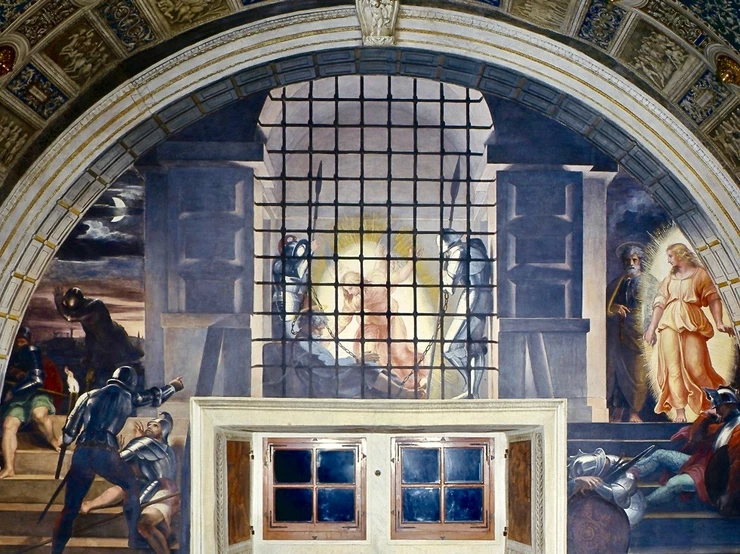 Raphael, The Liberation of St. Peter, 1514 -- Room of Heliodorus in the Vatican Museums
