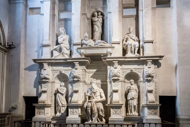 the Michelangelo-designed tomb or Pope Julius II