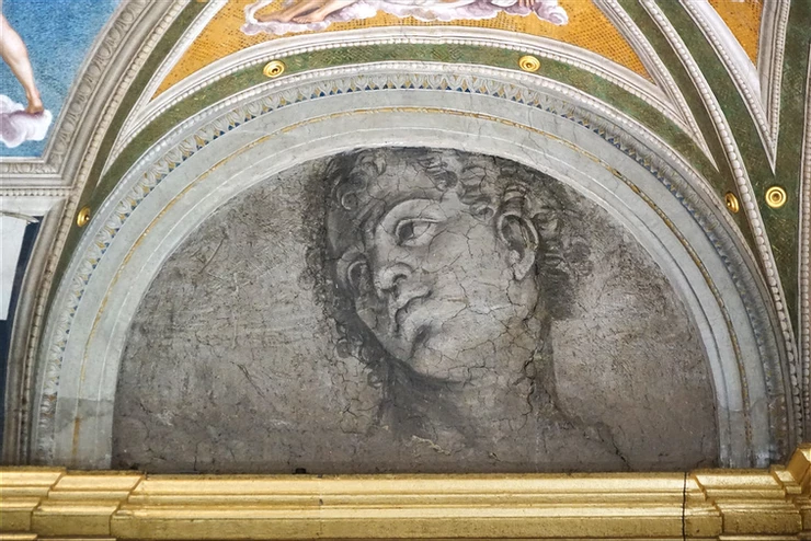 fresco of young man by Peruzzi in the Villa Farnesina
