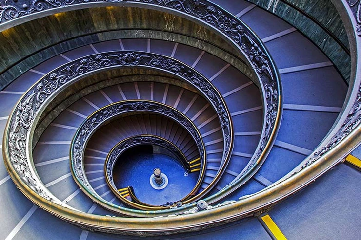 the famous double spiral staircase at the Vatican, designed by Giuseppe Momo