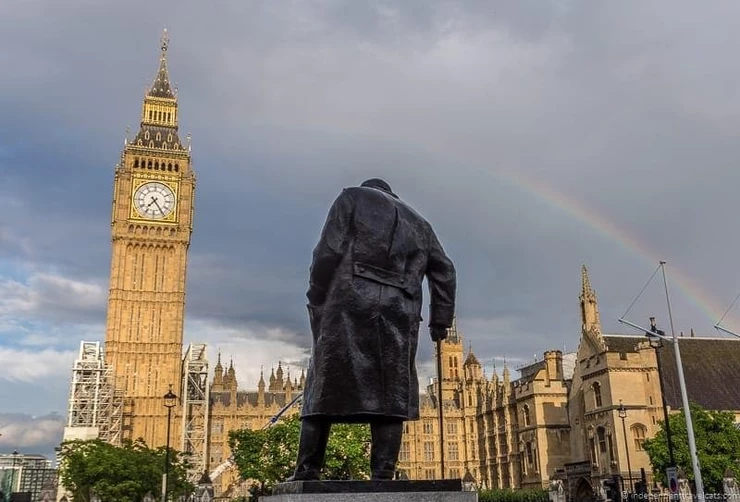 Churchill statue in Parliament Square in London