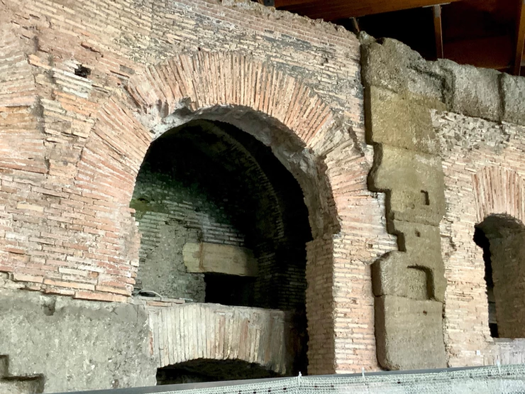 ruins of the animal cages in the Colosseum's hypogeum