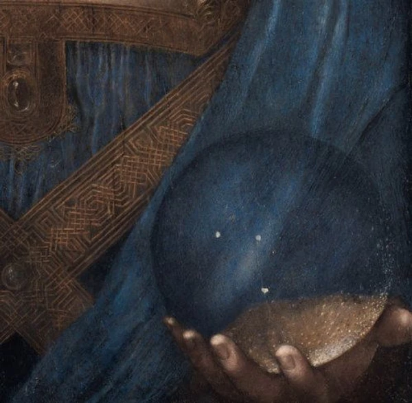 detail of the globe of Salvator Mundi