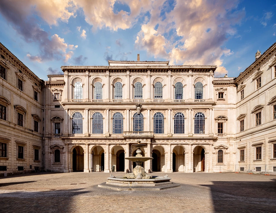 ourtyard of the Palazzo Barberini, in the center of Rome Italy