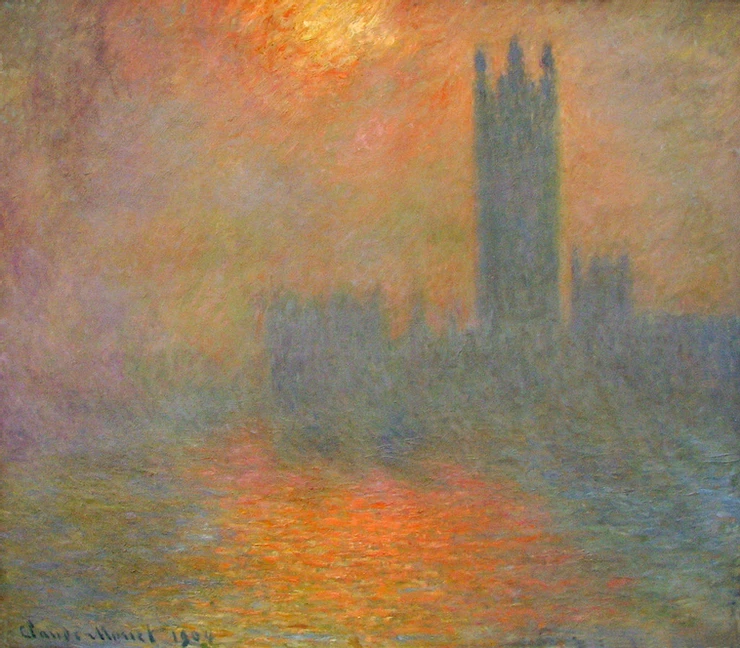 Claude Monet, London Houses of Parliament, The Sun Shining Through the Fog, 1904