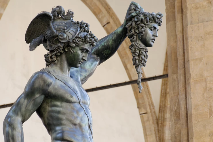 Cellini's Perseus sculpture, in the Piazza della Signoria