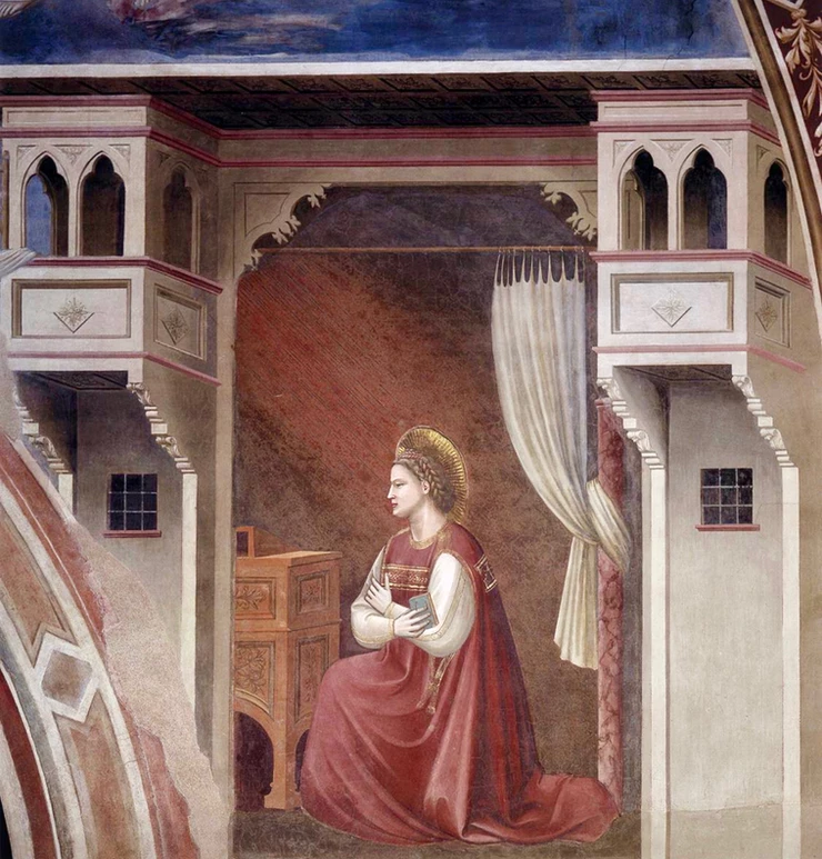 Mary learning that she will be a mother, in the right side of the arch