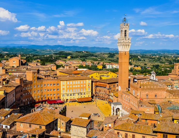 aerial view of Il Campo in Siena