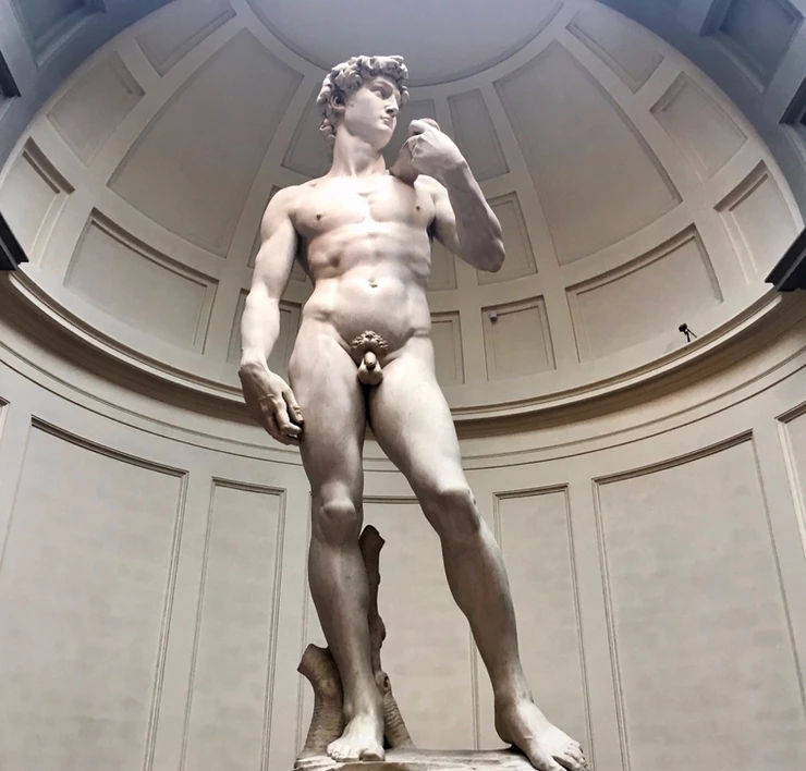 Michelangelo's David in the Galleria della Accademia, one of the best places to see Michelangelo's art in Florence