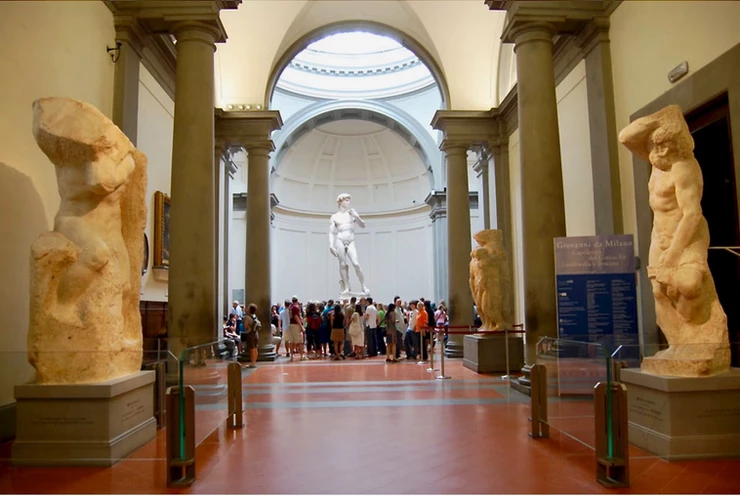 the Hall of Prisoners in the Academia, with David in the rotunda