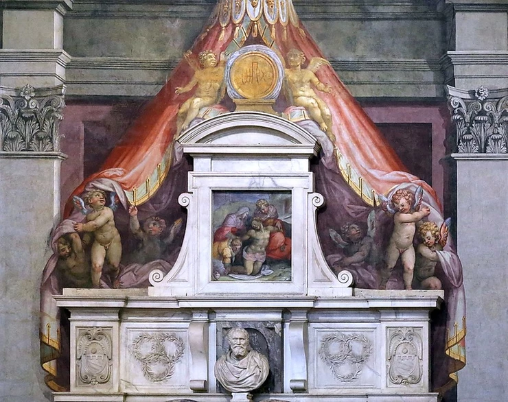 Giorgio Vasari, Michelangelo's Tomb in Santa Croce, 1564-74 -- Santa Croce is a celebrity necropolis