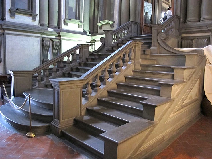 Michelangelo's Triple Staircase in the Laurentian Library in Florence