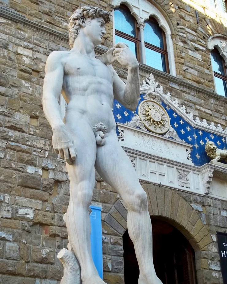 entrance to the Palazzo Vecchio with a copy of Michelangelo's David